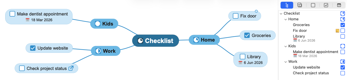 outline checkboxes dates