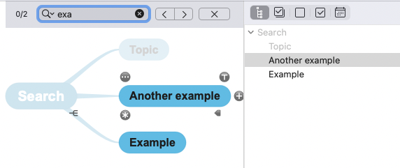 Search inside a mind map