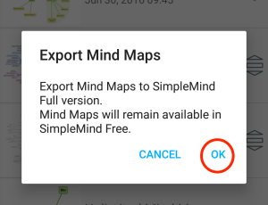 Transfer mind maps Android Lite to Pro