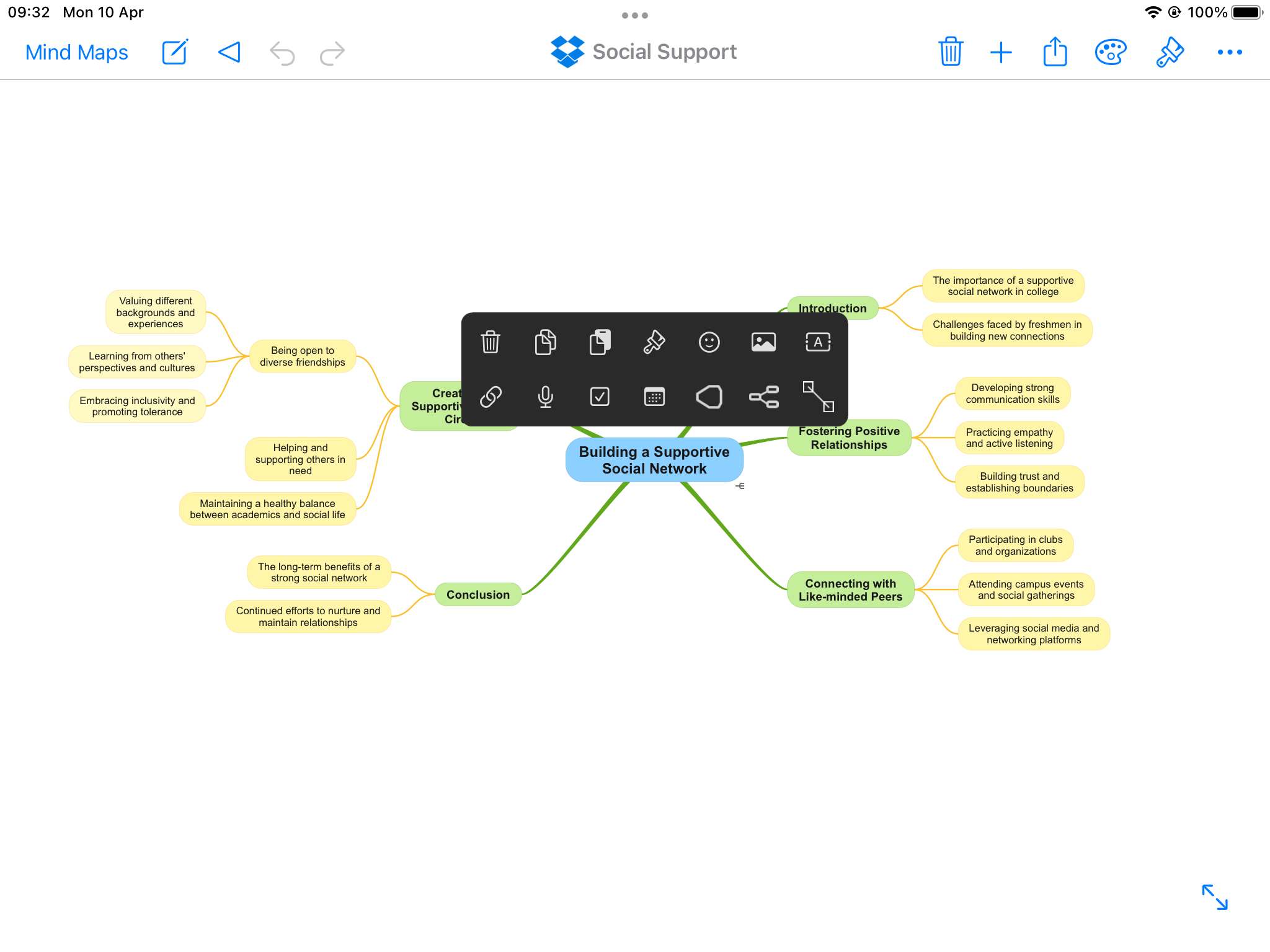 Show menu on Mind Map Root